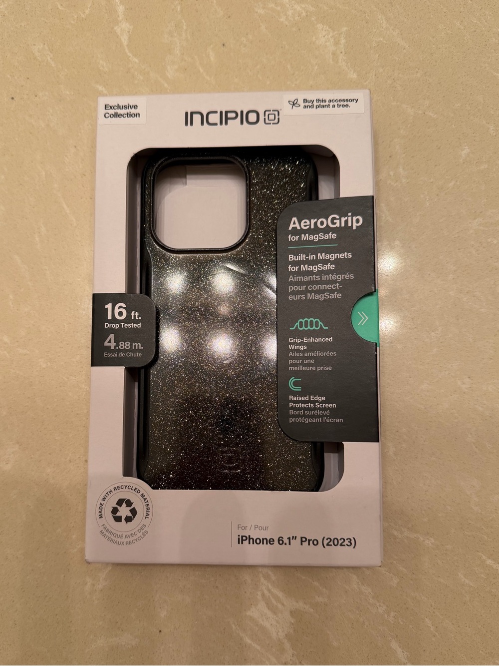 Incipio black glitter iphone 15 case